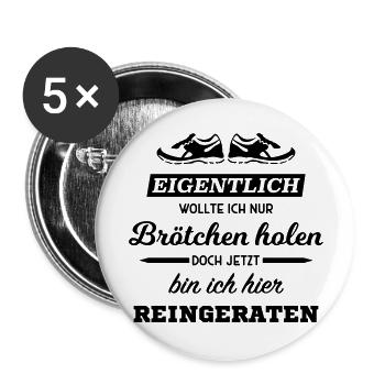Laufen Marathon joggen Rennen Triathlon Läufer - Buttons groß 56 mm (5er Pack) - Weiß - Vorne