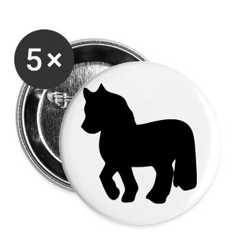 poney - Lot de 5 grands badges (56 mm) - blanc - Devant