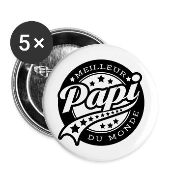 meilleur papy du monde - Lot de 5 grands badges (56 mm) - blanc - Devant