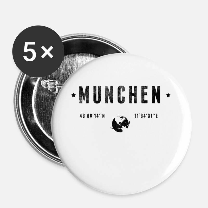 Munchen - Buttons groß 56 mm (5er Pack) - Weiß