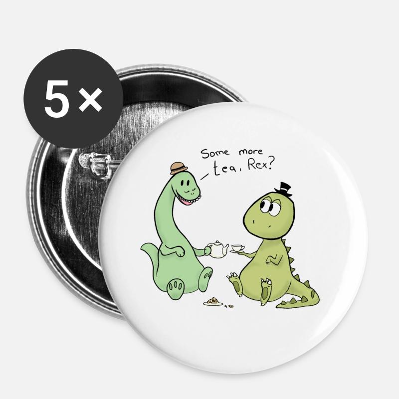 Tea Rex - Buttons large 2.2''/56 mm (5-pack) - white
