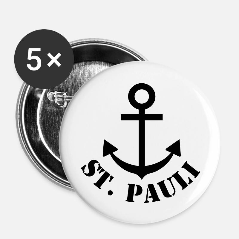 st. pauli - Buttons large 2.2''/56 mm (5-pack) - white