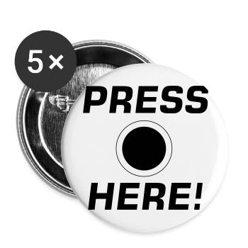 Press Here! - Buttons groß 56 mm (5er Pack) - Weiß - Vorne