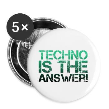 TECHNO - Buttons groß 56 mm (5er Pack) - Weiß - Vorne