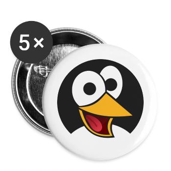 penguin102 - Buttons groß 56 mm (5er Pack) - Weiß - Vorne
