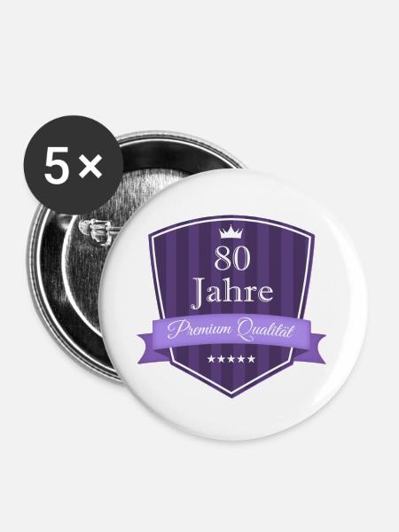 Premium 80 lila - Buttons groß 56 mm (5er Pack) - Weiß