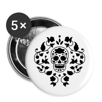 Sugar skull flower pattern t shirt graphic - Buttons large 2.2''/56 mm (5-pack) - white - Front