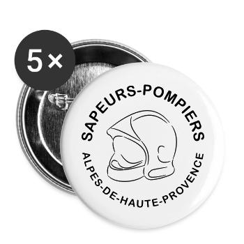 sapeurs-pompiers alpes-de-haute-provence - Lot de 5 grands badges (56 mm) - blanc - Devant