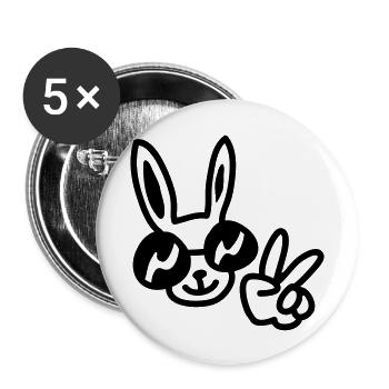 Cool Rabbit - line - Buttons large 2.2''/56 mm (5-pack) - white - Front