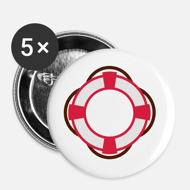 Rettungsring - Buttons groß 56 mm (5er Pack) - Weiß