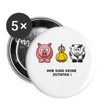 Keine Zutaten - Buttons groß 56 mm (5er Pack) - Weiß - Vorne