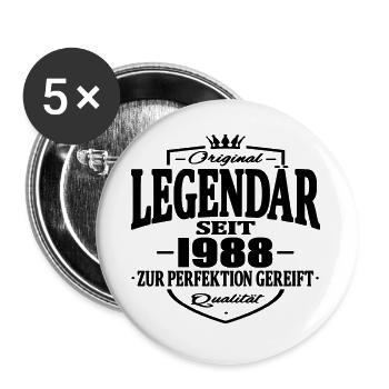 legendär seit 1988 - Buttons groß 56 mm (5er Pack) - Weiß - Vorne
