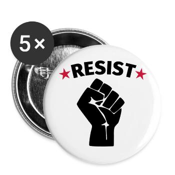 Faust Widerstand Protest - Buttons groß 56 mm (5er Pack) - Weiß - Vorne