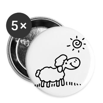 Sheep sun - line - Buttons large 2.2''/56 mm (5-pack) - white - Front