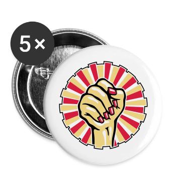 Poing peint une femme avec rouge - Lot de 5 grands badges (56 mm) - blanc - Devant