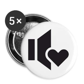 Heart and Word - Buttons large 2.2''/56 mm (5-pack) - white - Front