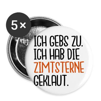 Zimtsterne geklaut - Buttons groß 56 mm (5er Pack) - Weiß - Vorne