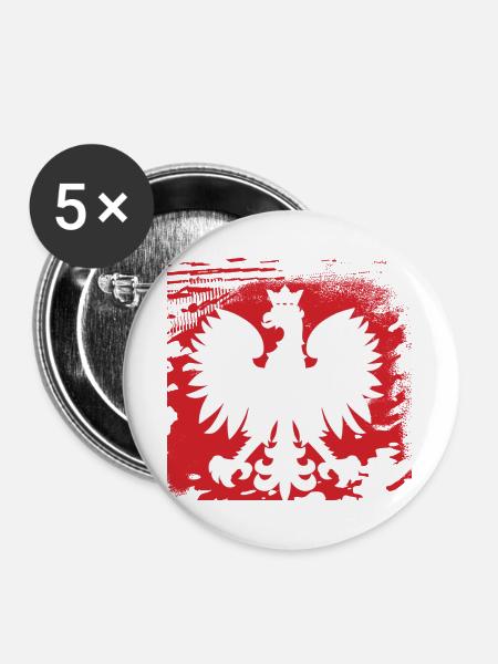 Polen - Buttons groß 56 mm (5er Pack) - Weiß
