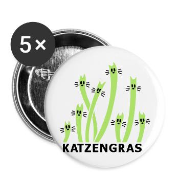 Cat Grass 2 - Buttons large 2.2''/56 mm (5-pack) - white - Front