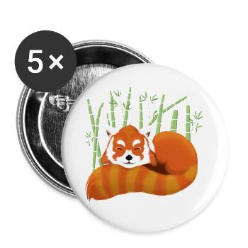 Panda roux - Lot de 5 grands badges (56 mm) - blanc - Devant
