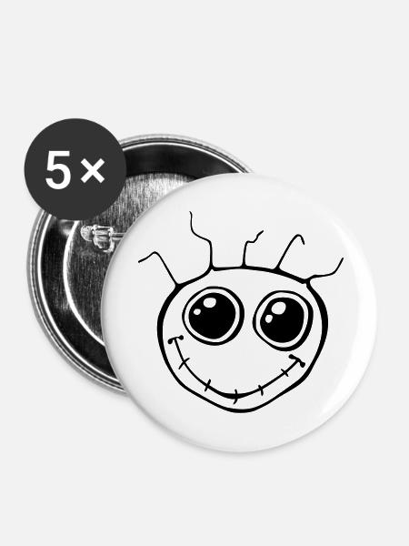 Fantazia Smiley Face - Buttons large 2.2''/56 mm (5-pack) - white