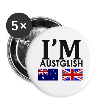 Australian + English = - Buttons large 2.2''/56 mm (5-pack) - white - Front