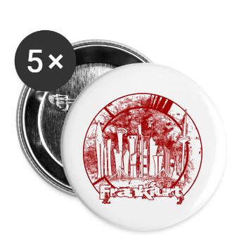 Rote Frankfurter Stadtsilhouette im Kreis - Buttons groß 56 mm (5er Pack) - Weiß - Vorne
