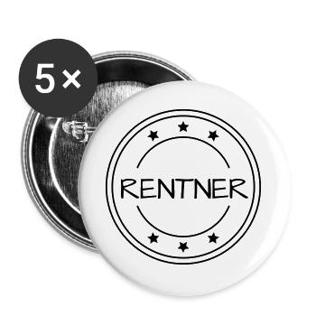 Rentner Stempel Ruhestand - Buttons groß 56 mm (5er Pack) - Weiß - Vorne