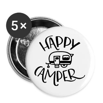 Happy Camper - Buttons groß 56 mm (5er Pack) - Weiß - Vorne