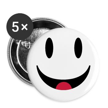 Glücklicher Smiley mit Zunge - Buttons groß 56 mm (5er Pack) - Weiß - Vorne