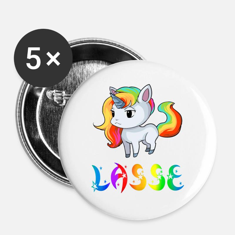 Einhorn Lasse - Buttons groß 56 mm (5er Pack) - Weiß