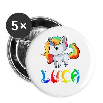Einhorn Luca - Buttons groß 56 mm (5er Pack) - Weiß - Vorne