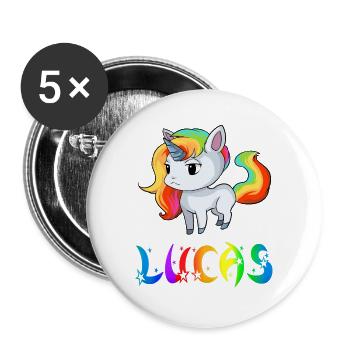 Einhorn Lucas - Buttons groß 56 mm (5er Pack) - Weiß - Vorne
