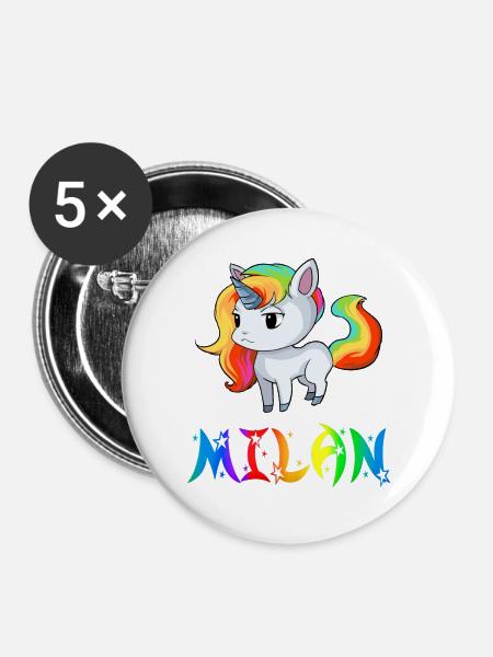 Einhorn Milan - Buttons groß 56 mm (5er Pack) - Weiß