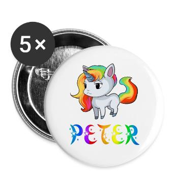 Einhorn Peter - Buttons groß 56 mm (5er Pack) - Weiß - Vorne