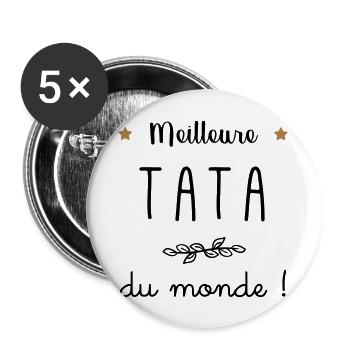 Meilleure tata du monde vecteur - Lot de 5 grands badges (56 mm) - blanc - Devant