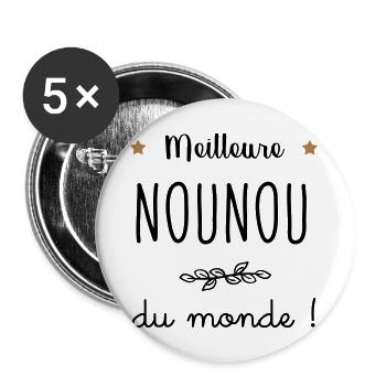 Meilleure Nounou du monde vecteur - Lot de 5 grands badges (56 mm) - blanc - Devant