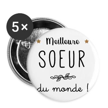 Meilleure soeur du monde vecteur - Lot de 5 grands badges (56 mm) - blanc - Devant
