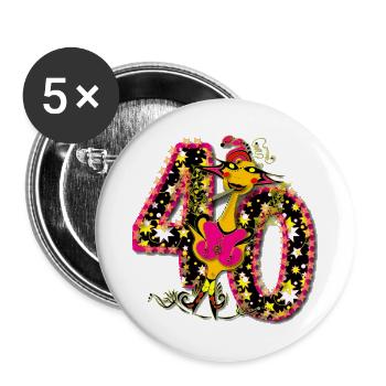40 Jahre Geburtstag Shirt - Buttons groß 56 mm (5er Pack) - Weiß - Vorne