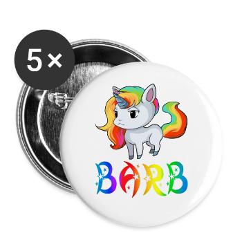 Einhorn Barb - Buttons groß 56 mm (5er Pack) - Weiß - Vorne