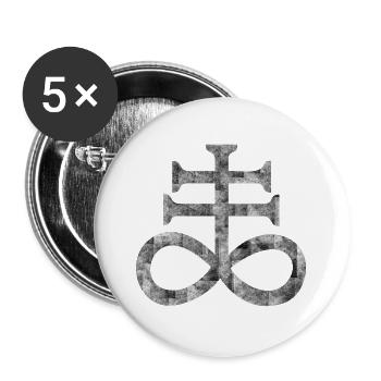 Pentagramm - 666 - Hail Satan - Buttons groß 56 mm (5er Pack) - Weiß - Vorne