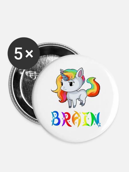 Einhorn Brain - Buttons groß 56 mm (5er Pack) - Weiß