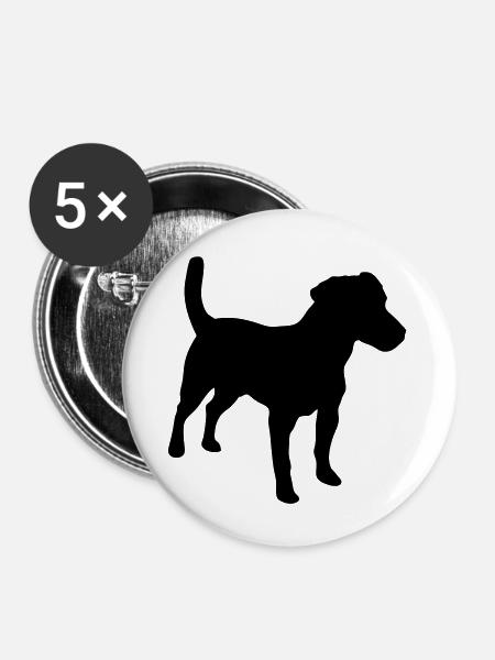 Jack Russell Terrier, Hund, Agility - Buttons groß 56 mm (5er Pack) - Weiß