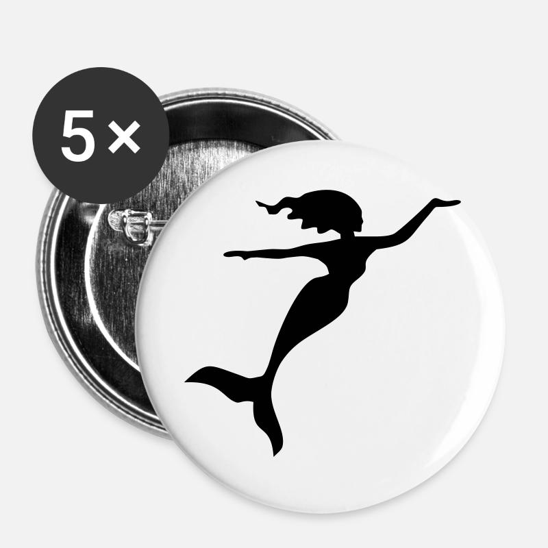 Mermaid - Buttons large 2.2''/56 mm (5-pack) - white