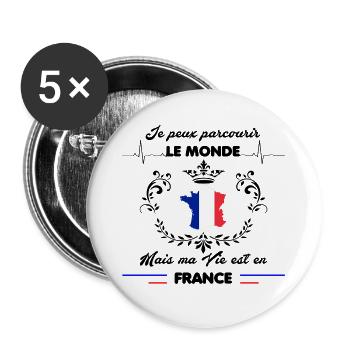 MA VIE EST EN FRANCE - Lot de 5 grands badges (56 mm) - blanc - Devant