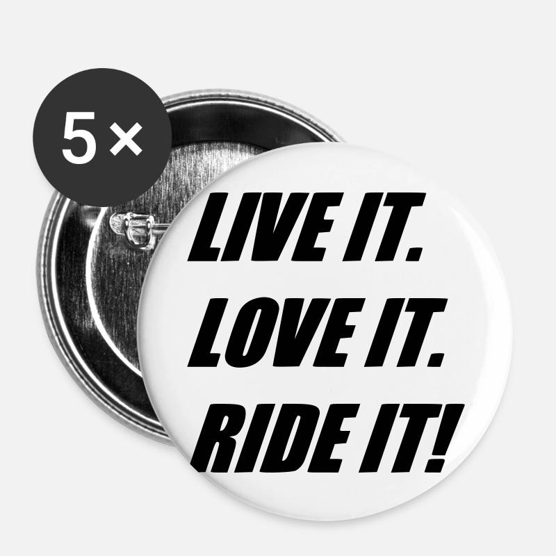 LIVE LOVE RIDE - Buttons large 2.2''/56 mm (5-pack) - white
