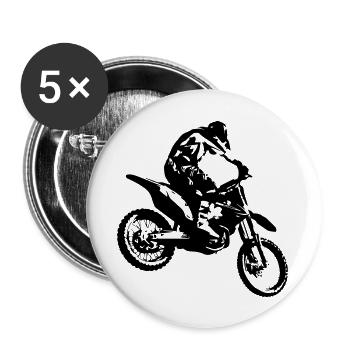 Enduro Motocross Motorrad Shirt - Buttons groß 56 mm (5er Pack) - Weiß - Vorne