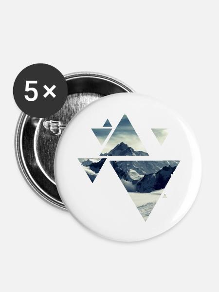 Montain Geometrie - Buttons groß 56 mm (5er Pack) - Weiß