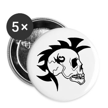 Skull de - Buttons groß 56 mm (5er Pack) - Weiß - Vorne