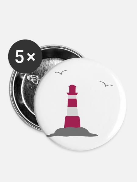 Leuchtturm - Buttons groß 56 mm (5er Pack) - Weiß